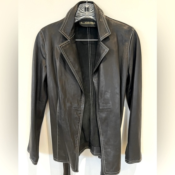 Valentina Jackets & Blazers - Valentina Leather Blazer Jacket made in Italy. Women’s Size 38/small brown/black